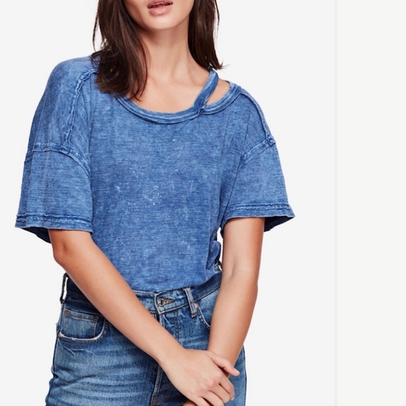 FREE PEOPLE We The Free Alex Tee Blue Lagoon NWOT Size XS - Picture 11 of 11